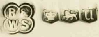 R& over WS into a quatrefoil mark, Robert & William Sorley, Sheffield 1937 hallmark