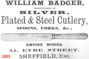 William Badger, Sheffield, advertisement