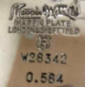 Mappin & Webb, silver plate mark, uppercase 'E' date letter