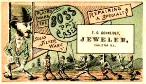 F.C. Schneider, Jeweler, Galena, Ill. trade card