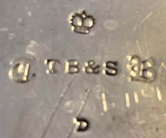 Thomas Bradbury & Sons silverplate mark, possible date 1853, D without contour