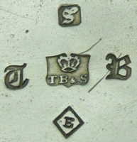 Thomas Bradbury & Sons silverplate mark, date 1854, E into a lozenge