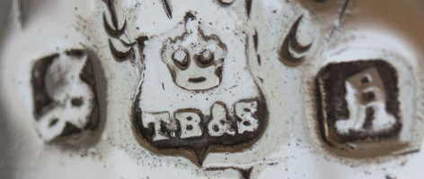 Thomas Bradbury & Sons silverplate mark, date 1889, Old English N into a square