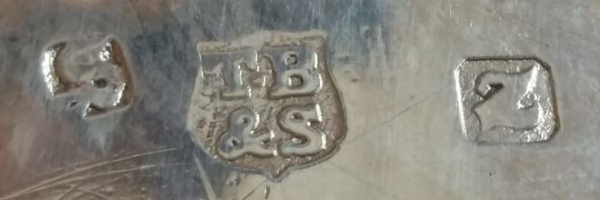 Thomas Bradbury & Sons silverplate mark, date 1901, Old English Z into a square