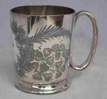 Philip Ashberry & Sons: Britannia metal mug 1856-1860