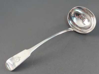 soup ladle with Harrison family crest