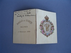 silver dance card holder: dance at the Italian Court od February 7, 1910