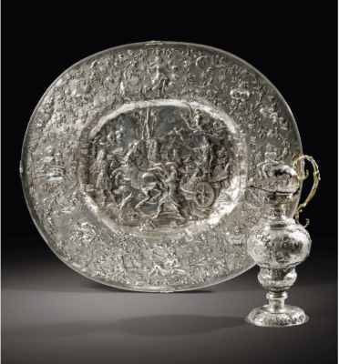 silver ewer and basin