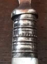 silverplate ferrule on spoon with mother-of-pearl handle
