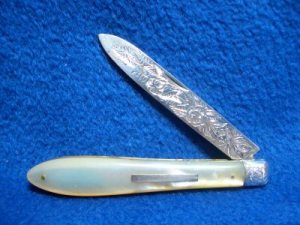 silver pocket folding knife: Birmingham 1883