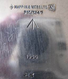 Mappin & Webb, silver plate mark, uppercase 'N' date letter