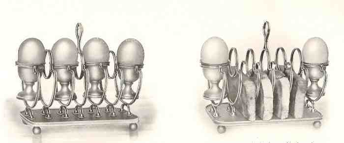 Old Sheffield Plate combined toast rack and egg cups