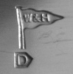 Walker & Hall silverplate mark uppercase 'D', flag type C, shield type 4