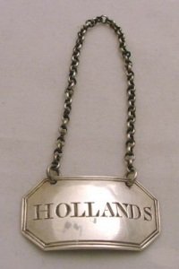 silver bottle ticket - wine label: Holland