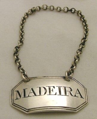 silver bottle ticket - wine label: Madeira
