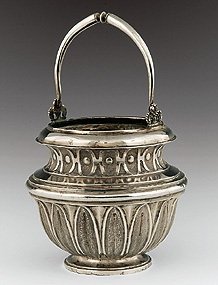 portable font in pail form with swiveling handle: Padua, first half of 19th century
