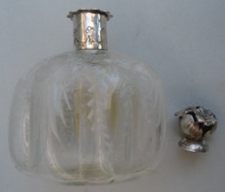 crystal perfume bottle with silver top