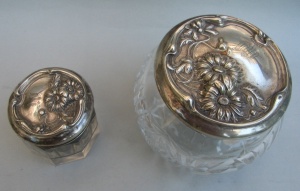 Webster Company - North Attleboro: crystal vases with embossed silver lids