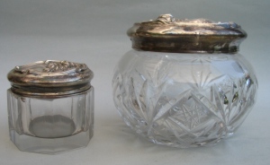 Webster Company - North Attleboro: crystal vases with silver lids