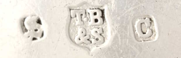 Thomas Bradbury & Sons silverplate mark, date 1904, C into a square