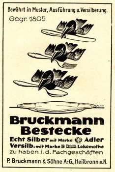 Silberwarenfabrik Peter Bruckmann & Shne, Heilbronn, Germany, old advertisement