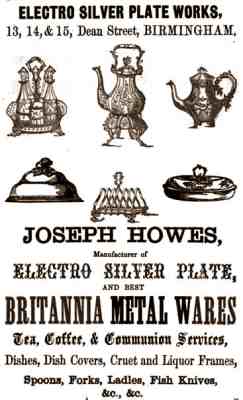 Joseph Howes, 1861 advertisement