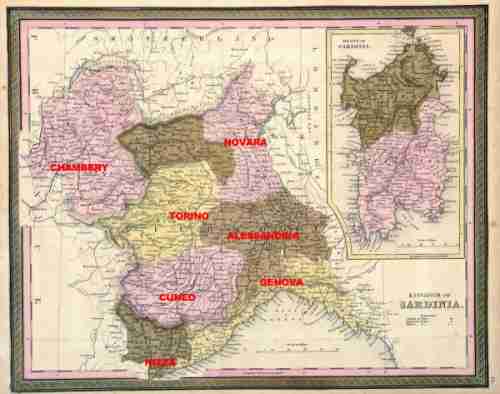 map of Kingdom of Sardinia