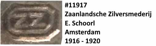 Zaanlandsche Zilversmederij E. Schoorl, Amsterdam, 1916 - 1920