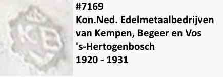 Kon.Ned. Edelmetaalbedrijven van Kempen, Beger en Vos, 's-Hertogenbosch, 1920 - 1931