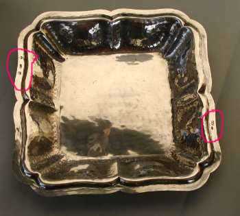hand hammered silver tray with Lombardo Veneto pseudo hallmarks